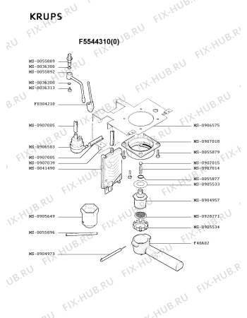 Взрыв-схема кофеварки (кофемашины) Krups F5544310(0) - Схема узла PP001827.7P2
