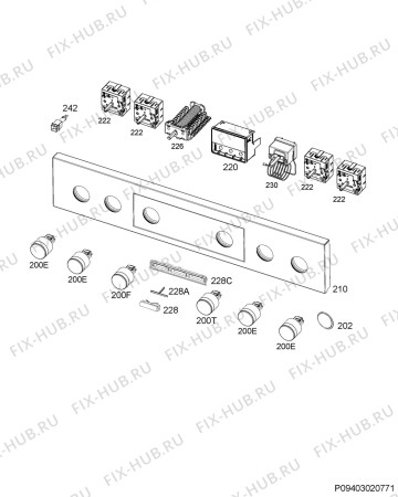 Взрыв-схема плиты (духовки) Electrolux EKI6550AOW - Схема узла Command panel 037