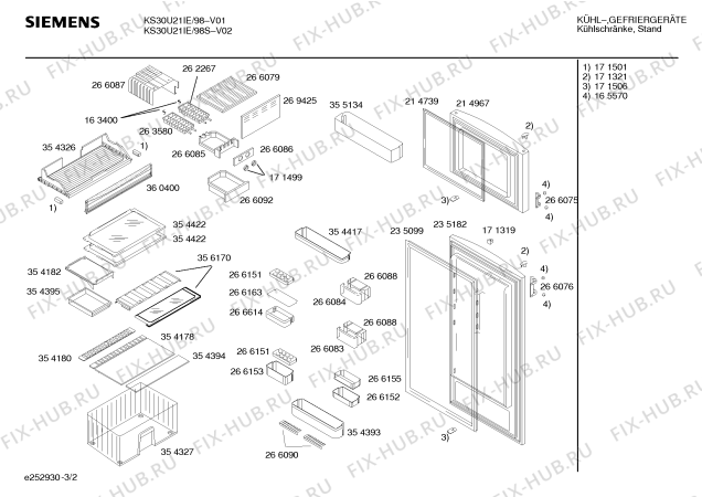 Схема №1 KS36U21IE с изображением Инструкция по эксплуатации для холодильной камеры Siemens 00527800