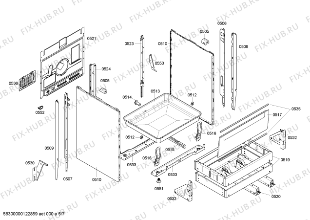 Взрыв-схема плиты (духовки) Bosch HLN654050V - Схема узла 05