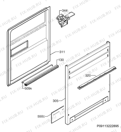 Взрыв-схема посудомоечной машины Atag VA63211RF/A03 - Схема узла Door 003