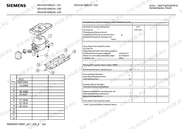 Схема №3 KS44V610ME с изображением Инструкция по эксплуатации для холодильной камеры Siemens 00591927