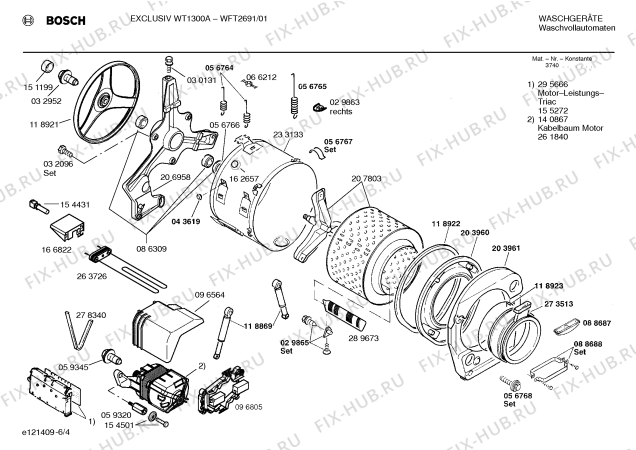 Взрыв-схема стиральной машины Bosch WFT2691 EXCLUSIV WT1300A - Схема узла 04