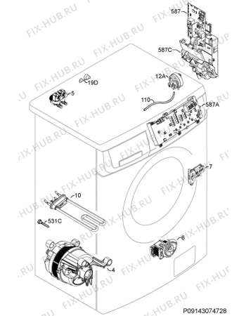 Взрыв-схема стиральной машины Zanussi ZWSH7100VS - Схема узла Electrical equipment 268