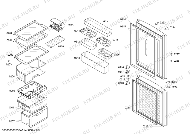 Схема №2 KK24V45TI с изображением Модуль управления для холодильной камеры Siemens 00444448