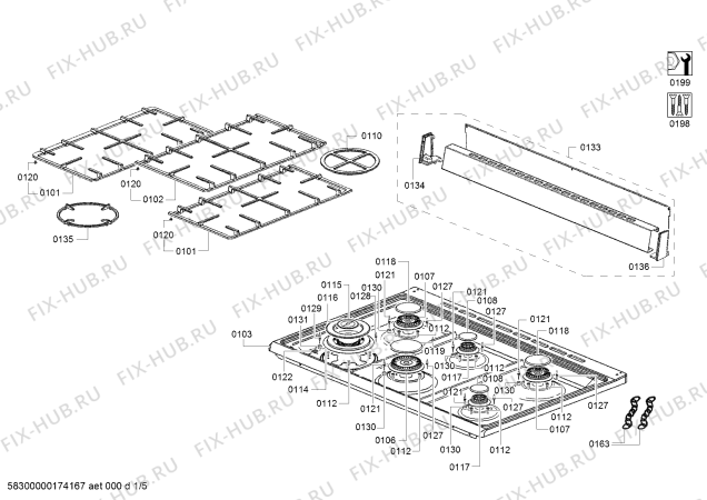 Схема №3 HQ738256E с изображением Решетка для плиты (духовки) Bosch 00748201
