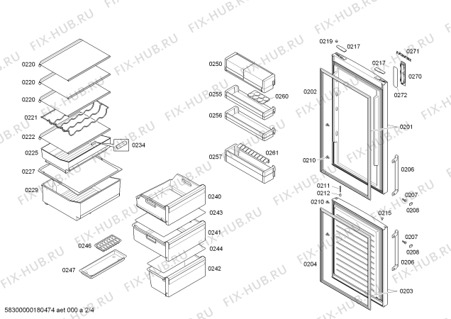 Взрыв-схема холодильника Siemens KG39NXW32 - Схема узла 02