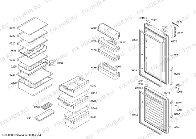 Схема №2 KG39NXW32 с изображением Дверь для холодильника Siemens 00713594