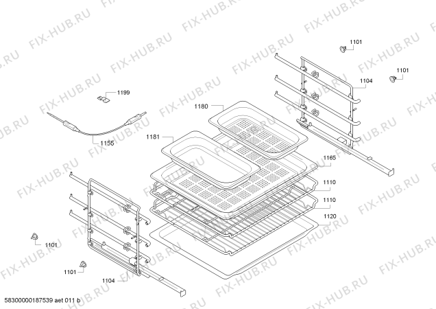 Схема №3 B88FT68N0 с изображением Направляющая ComfortFlex для плиты (духовки) Bosch 11005063