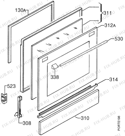 Взрыв-схема плиты (духовки) Zanussi ZC5010W1 - Схема узла Door 003