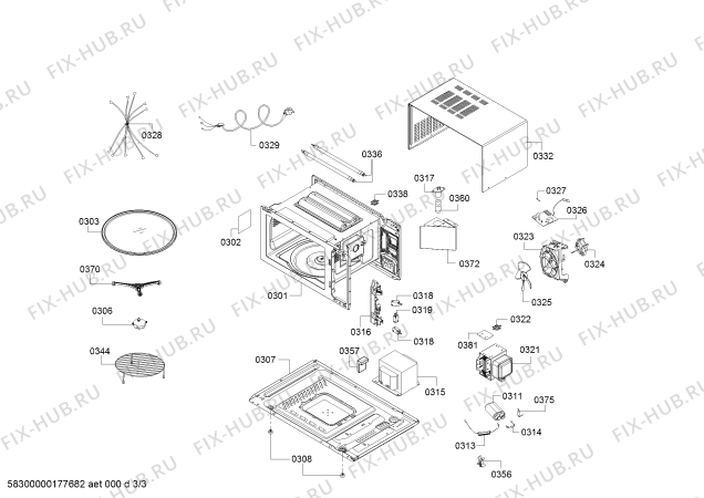 Взрыв-схема микроволновой печи Zelmer ZMW3001W - Схема узла 03