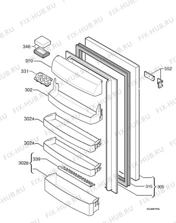 Взрыв-схема холодильника Juno Electrolux JKI4068 - Схема узла Door 003