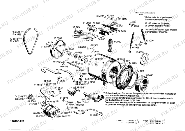 Взрыв-схема стиральной машины Bosch 0722044080 V427 - Схема узла 02