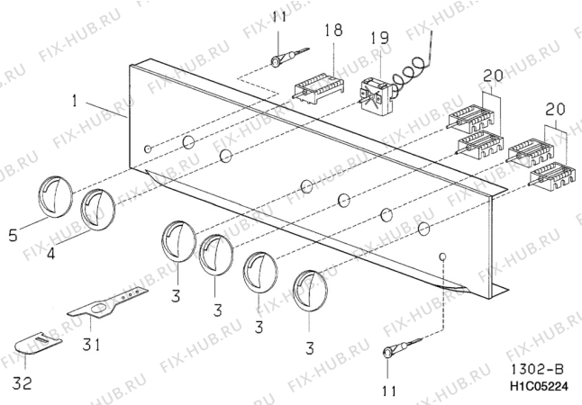 Взрыв-схема комплектующей Zanussi Z630N - Схема узла H10 Control Panel