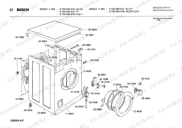 Взрыв-схема стиральной машины Bosch 0722044478 V452 - Схема узла 02