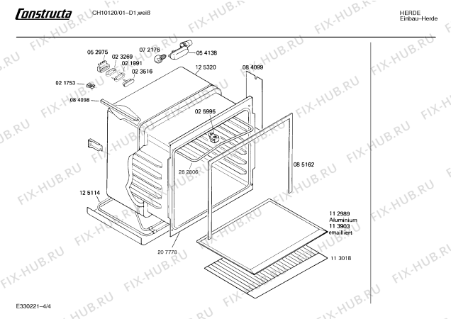 Взрыв-схема плиты (духовки) Constructa CH10120 CH1012 - Схема узла 04