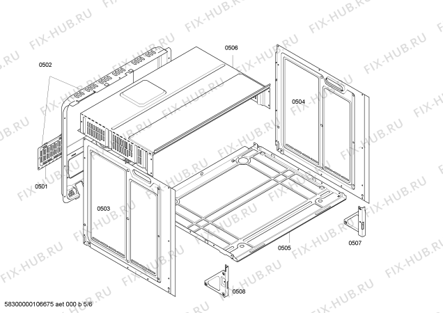 Взрыв-схема плиты (духовки) Bosch HBN110250F - Схема узла 05