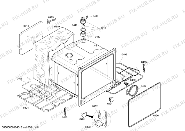 Схема №4 B1362S0FF с изображением Нижний нагревательный элемент для электропечи Bosch 00438148