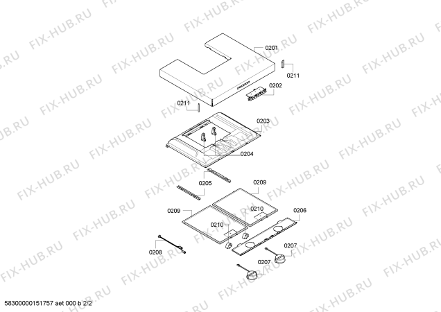 Взрыв-схема вытяжки Bosch DWB06D650 - Схема узла 02