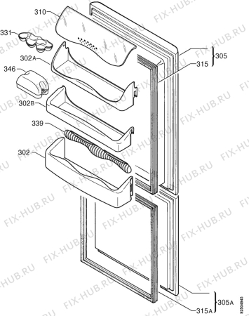Взрыв-схема холодильника Zanussi ZK23/10R - Схема узла Door 003