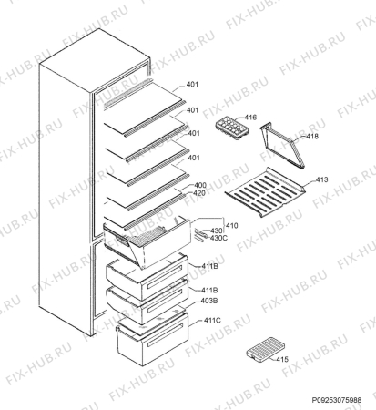 Взрыв-схема холодильника Aeg SCE8191VTS - Схема узла Internal parts