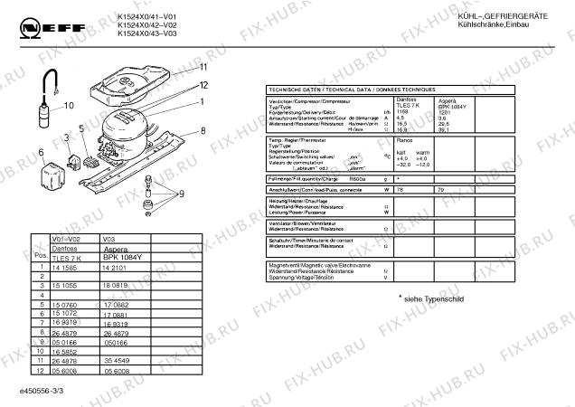 Взрыв-схема холодильника Neff K1524X0 KI131 - Схема узла 03