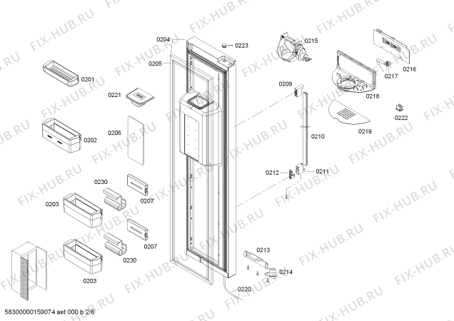 Взрыв-схема холодильника Bosch KAD62V40SD - Схема узла 02