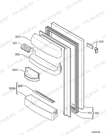 Взрыв-схема холодильника Faure FUS6141 - Схема узла Door 003