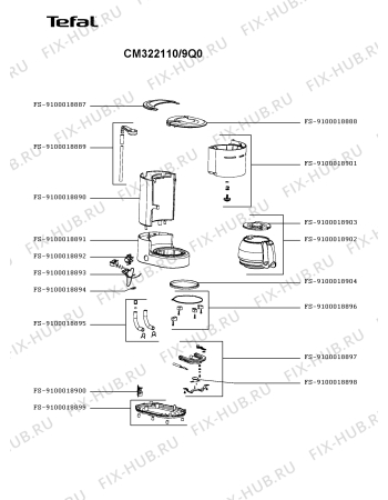 Схема №1 CM322110/9Q0 с изображением Холдер фильтра  для электрокофемашины Tefal FS-9100018901
