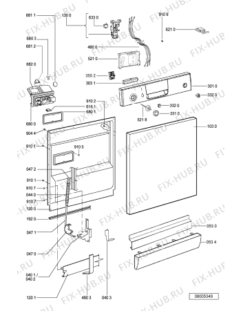 Взрыв-схема посудомоечной машины Indesit ADP4500WH9 (F091640) - Схема узла