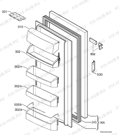 Взрыв-схема холодильника Aeg Electrolux SK71200-m - Схема узла Door 003