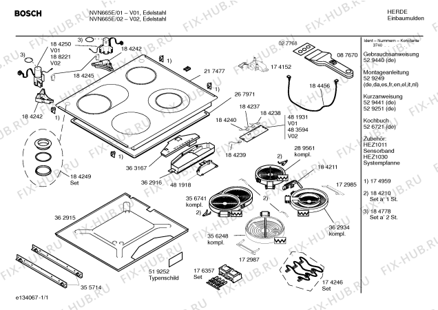 Схема №1 NDN645D с изображением Кабель для плиты (духовки) Bosch 00184237