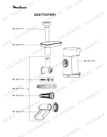 Взрыв-схема кухонного комбайна Moulinex QA417H27/6R1 - Схема узла 9P004875.3P6