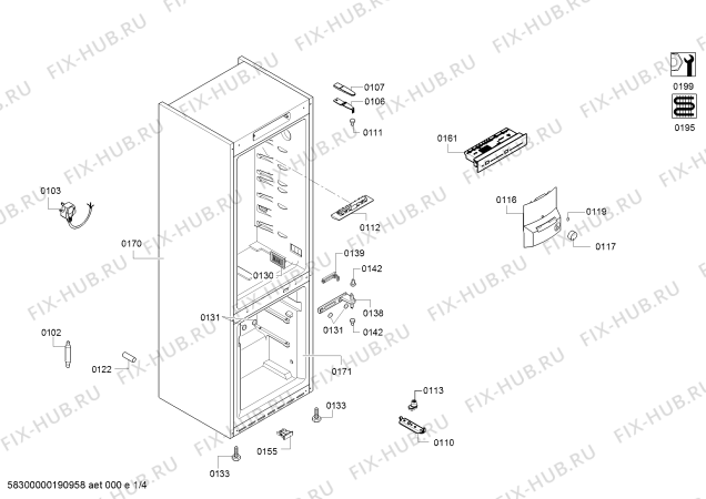 Схема №1 KGN36VL306 Bosch с изображением Дверь морозильной камеры для холодильной камеры Bosch 00773777