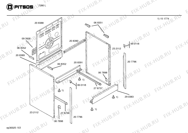 Взрыв-схема плиты (духовки) Pitsos 7280L - Схема узла 02