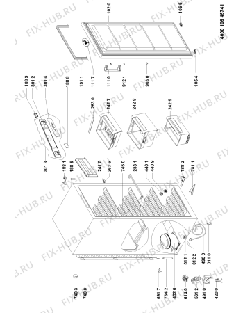 Схема №1 WVF1880 NF W с изображением Дверка для холодильника Whirlpool 481010595359