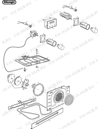 Взрыв-схема плиты (духовки) Delonghi Australia DE608M - Схема узла 2