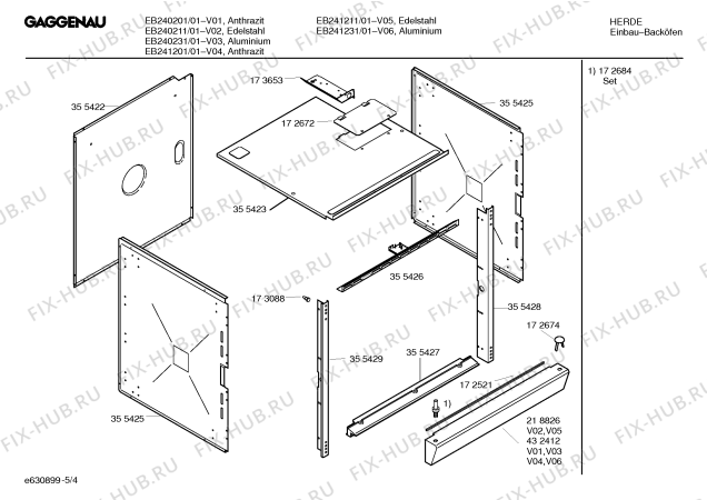 Взрыв-схема плиты (духовки) Gaggenau EB241231 - Схема узла 04