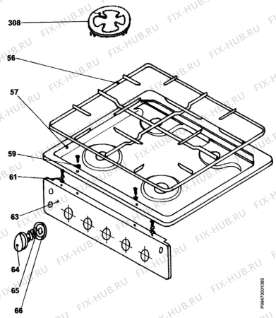 Взрыв-схема плиты (духовки) Zanussi ZC501 - Схема узла Section 4