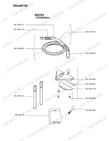 Взрыв-схема пылесоса Rowenta RS761 - Схема узла RS761FRW.__2