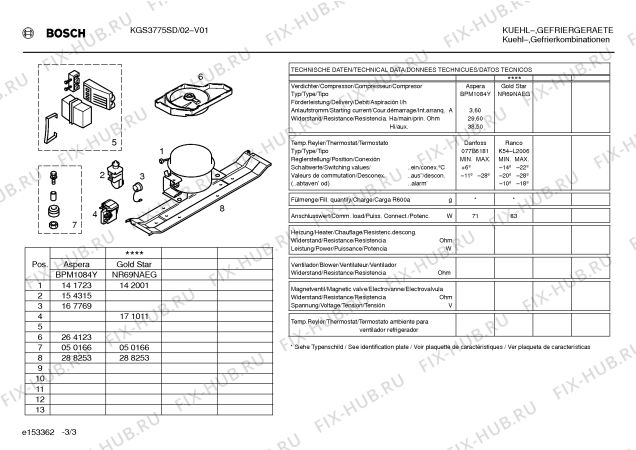 Взрыв-схема холодильника Bosch KGS3775SD - Схема узла 03