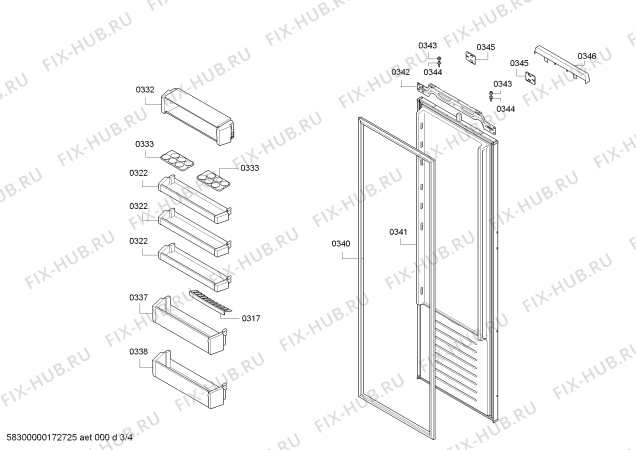 Схема №1 3FI7047S с изображением Панель для холодильника Bosch 00748401
