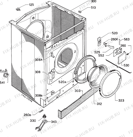 Взрыв-схема стиральной машины Electrolux WH290S - Схема узла Cabinet + armatures