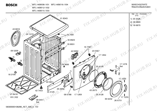 Схема №2 WFL140M с изображением Инструкция по эксплуатации для стиралки Bosch 00595984