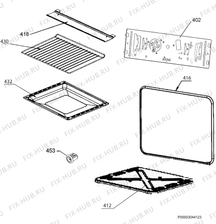 Взрыв-схема плиты (духовки) Faure FCG661GW - Схема узла Oven