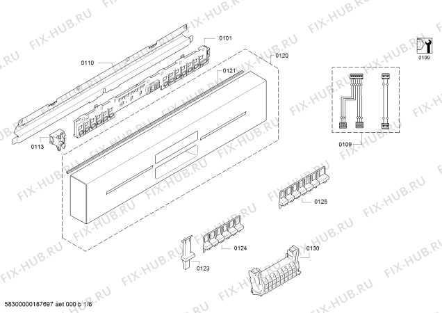 Схема №4 SN45M509SK с изображением Передняя панель для посудомойки Siemens 11010648