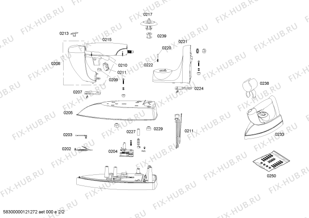 Взрыв-схема утюга (парогенератора) Bosch TDS2520 sensixx B25L - Схема узла 02