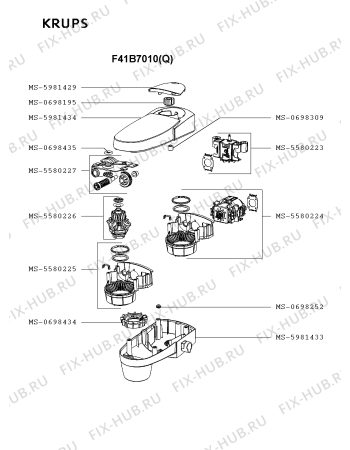 Взрыв-схема кухонного комбайна Krups F41B7010(Q) - Схема узла FP002640.3P2