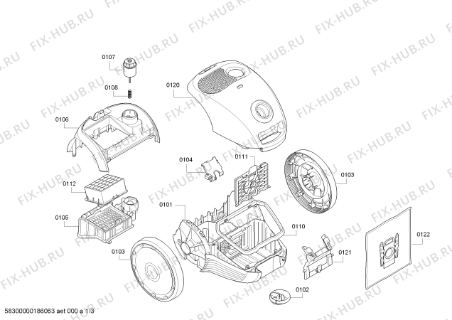 Схема №2 BGL2B130 GL-20 с изображением Крышка для пылесоса Bosch 11007716