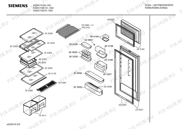 Взрыв-схема холодильника Siemens KI24V74II - Схема узла 02